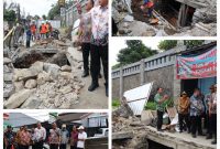 Wali Kota Bekasi, Tri Adhianto, melakukan inspeksi mendadak (sidak) ke lokasi jalan ambles di Jalan Raya Cikunir, Kelurahan Jakamulya, Kecamatan Bekasi Selatan,