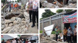 Wali Kota Bekasi, Tri Adhianto, melakukan inspeksi mendadak (sidak) ke lokasi jalan ambles di Jalan Raya Cikunir, Kelurahan Jakamulya, Kecamatan Bekasi Selatan,