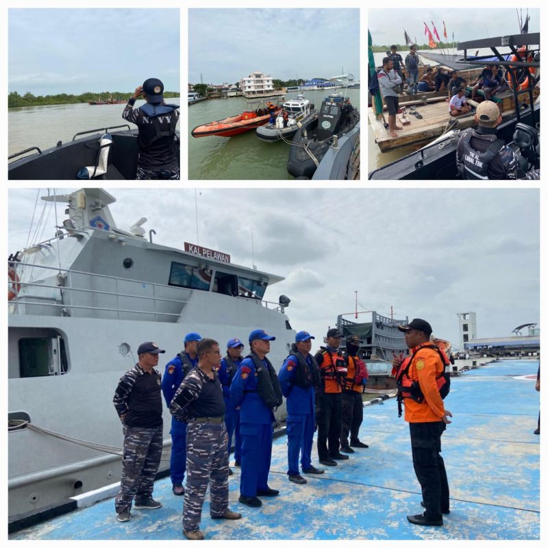 tim penyelamat dari Lanal Palembang bersama tim dari PetroChina menggunakan crew boat CB MML 01 