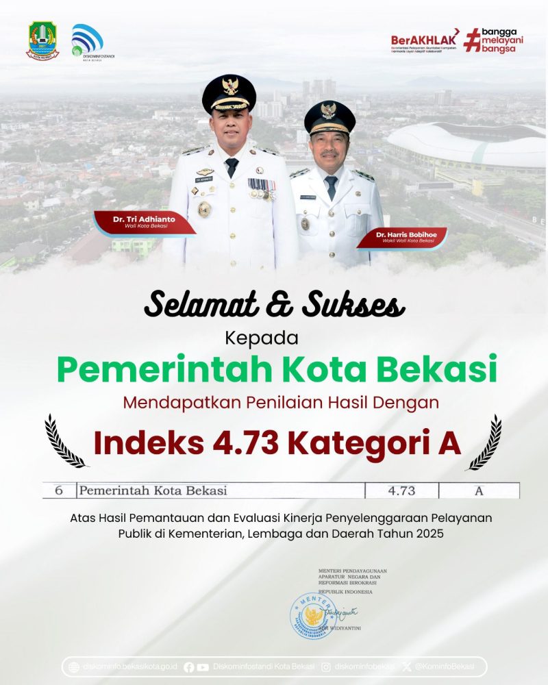 Pemerintah Kota Bekasi kembali menorehkan prestasi gemilang di tingkat nasional. 