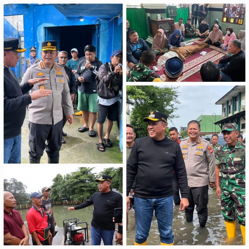 Wali Kota Bekasi bersama Dandim dan Kapolres meninjau langsung banjir di Perumahan Duren Jaya.