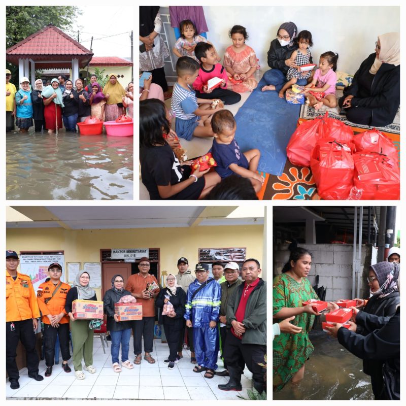 Ketua Tim Penggerak PKK Kota Bekasi, Wiwiek Hargono Tri Adhianto, bersama jajaran perangkat daerah setempat serta para relawan