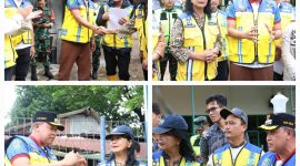 Wali Kota Bekasi, Tri Adhianto, bersama Wakil Menteri Pekerjaan Umum, Diana Kusumastuti, melakukan peninjauan langsung ke sejumlah titik rawan banjir di Kota Bekasi 