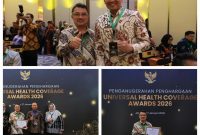 Wakil Wali Kota Bekasi menghadiri Undangan Deklarasi dan Pencanangan Universal Health Coverage (UHC) serta Pemberian Penghargaan Pemerintah Daerah Tahun 2026. Kegiatan tersebut digelar di Ballroom JIEXPO Kemayoran Jakarta Pusat