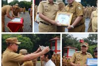 Wali Kota Bekasi, Tri Adhianto pimpin Apel Senin Pagi di lingkungan kantor Pemerintah Kota Bekasi. di dampingi Wakil Wali Kota Bekasi, Harris Bobihoe beserta seluruh jajaran dan Aparatur Pemerintah Kota Bekasi.