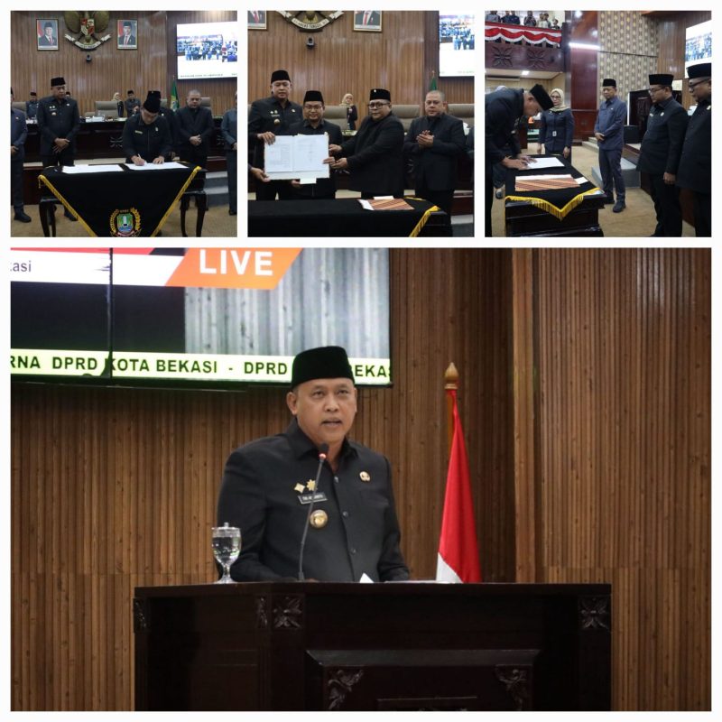 Tri Adhianto menyampaikan sambutan dalam Rapat Paripurna DPRD Kota Bekasi pada pembukaan masa sidang tahun anggaran 2026 