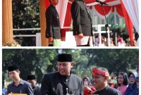 Wali Kota Bekasi, Tri Adhianto memberikan penghargaan kepada para pelaku seni dan budayawan 