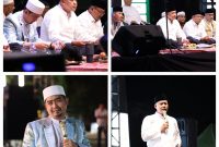 Wali Kota Bekasi, Tri Adhianto menghadiri kegiatan Bekasi Bershalawat yang digelar di Plaza Patriot Candrabhaga.