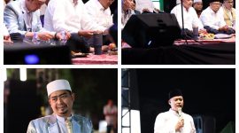 Wali Kota Bekasi, Tri Adhianto menghadiri kegiatan Bekasi Bershalawat yang digelar di Plaza Patriot Candrabhaga.